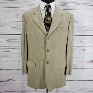 Franco Tassi Men's Beige Silk Wool Weave 3 Buttons Sports Coat Size 40R